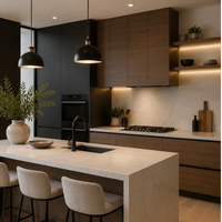 Cuisine modulaire de luxe sur mesure Aige, design moderne, finition mélamine, meubles de cuisine pour projets d'hôtels, d'appartements et de villas