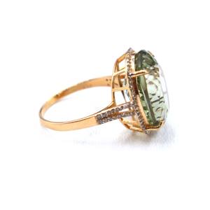 Anillo de Plata de Ley 925 Chapado en Oro Rosa con Amatista Verde Natural y Diamantes, Anillo de Regalo con Piedras Preciosas para Mujer - Product Image 6
