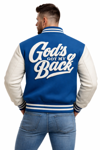 Veste universitaire élégante bleue et blanche avec emblème couronne sur le devant – Veste Letterman personnalisée pour homme et femme, imperméable, respirante, à capuche - Product Image 5