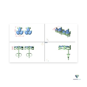 Boucles d'oreilles clous en or jaune 14 carats massif, serties de diamants de laboratoire en forme de poire de 2,94 carats, motif floral triple pierre - Product Image 4