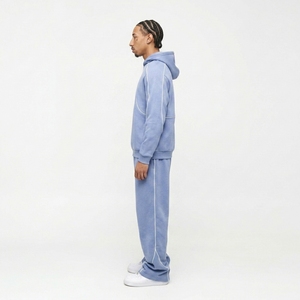 Ensemble de survêtement unisexe personnalisé OEM : sweat à capuche et pantalon de jogging, 2 pièces, avec fermeture éclair, pour le sport - Product Image 3