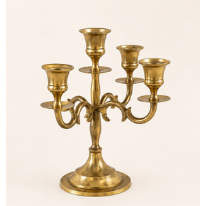 Candelabro de Metal de 5 Brazos con Acabado Dorado Antiguo, Centro de Mesa de Lujo, Portavelas para Decoración del Hogar y Hoteles - Product Image 3