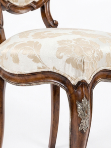 Chaise de salle à manger vintage rembourrée, chaise latérale en bois sculpté, motif damassé, chaise d'appoint pour salle à manger formelle - Product Image 3