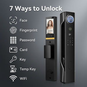 Cerradura Inteligente para Puerta con Video Tuya: Reconocimiento Facial 3D, Intercomunicador con Monitor HD, Huella Dactilar y Acceso Remoto, Aleación de Aluminio Negro - Product Image 2