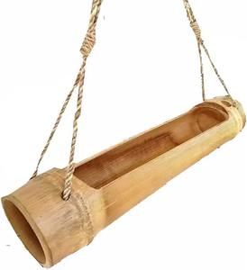 Mangeoire à oiseaux en bois rustique à suspendre pour l'extérieur, pour jardin, cour, patio, balcon, mangeoire décorative pour la faune - Product Image 3