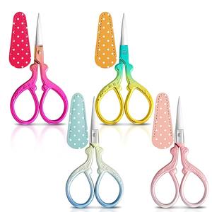 1 pièce Ciseaux à broderie pour cuticules avec étui en cuir synthétique, 3,6 pouces, en acier inoxydable, ciseaux de couture vintage pour travaux d'aiguille - Product Image 1