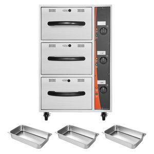 Scaldavivande Elettrico Commerciale a Tre Cassetti in Acciaio Inossidabile 85 18, Compatto e Indipendente, Attrezzatura per Mantenimento Calore - Product Image 1
