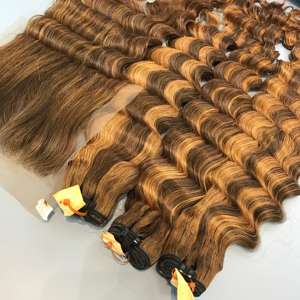 Piano Deep Wave Bundles Extensions de Cheveux Bruts Cheveux Vietnamiens Pour Faire Une Perruque Génie Trame Vierge Bundles Cheveux Bruts Vietnamiens - Product Image 1
