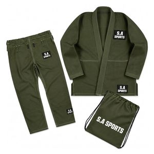 Olive Green Heavyweight Double <b>Weave</b> Judo Uniform Set Custom Brand Label Professional Athlete BJJ Gis - Product Image 1