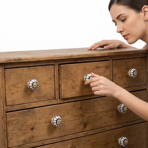 Modern Ceramic Knobs and <b>Drawer</b> Cabinet Handle Pulls Gold Finish Hardware for Wardrobe Kitchen Bedroom <b>Bathroom</b> Dresser Use - Product Image 2