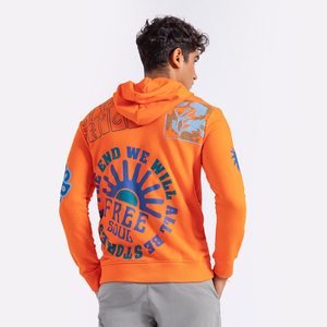 Fabricant de vêtements OEM – Sweat à capuche zippé personnalisé en molleton épais de coton, imprimé délavé à l'acide pour homme - Product Image 3