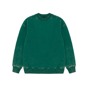 Acid Wash Vintage Oversized Heavy <b>Weight</b> 400 GSM OEM/ODM Service French Terry 100% Cotton <b>Blank</b> Men Crewneck Sweatshirt - Product Image 1