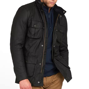SUQAINA FASHION GARMENTS Men's Winter Breathable Wax Cotton Casual Jacket Turn-down Collar <b>Covered</b> <b>Button</b> Closure Waterproof - Product Image 1