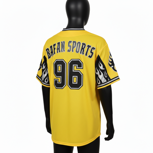 T-shirt 100% coton pour homme, coupe ample, imprimé, style baseball, avec empiècements en maille respirante en polyester, logo personnalisé en twill. - Product Image 5