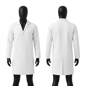 Premium Cotton Blend Woven Scrub Sets 240 GSM White Medical Workwear <b>Long</b> Sleeve Two Pocket <b>Coat</b> Custom Logo Embroidery Uniform - Product Image 1