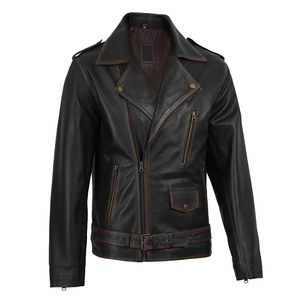 Vintage Black High Street Thick Windproof Stylish Leather Jacket Stand Collar Front Hot Selling City Sialkot Pakistan - Product Image 2