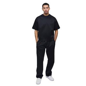 Sweat-shirt à col rond noir personnalisé pour homme et pantalon de jogging assorti, ensemble de survêtement OEM ODM, vêtements en gros - Product Image 5