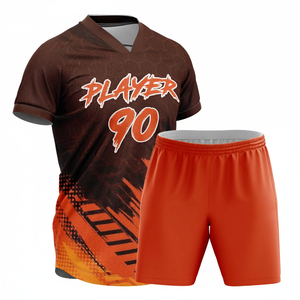 Custom Red lacrosse uniform <b>Set</b> Player 20 Blue Shorts V-Neck Sublimated Print Moisture Wicking Unisex Adult Apparel - Product Image 6