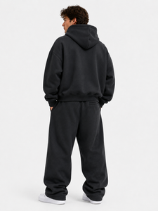 Hoodies amples vierges, broderie ton sur ton personnalisée, en molleton de coton de luxe, ensembles de survêtements à épaules tombantes, joggers à jambes larges, vente en gros, faible MOQ - Product Image 3