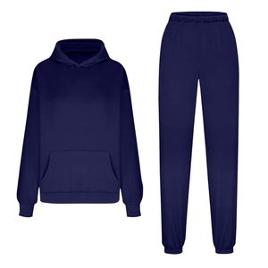 Premium Quality Women Solid Color Custom Fashion Tracksuit Two Piece Set Women <b>Crop</b> Top Hoodie <b>Joggers</b> Sweat Suits - Product Image 3