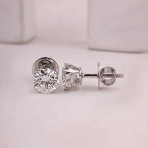 Pendientes de Diamante Solitario con Corte Moissanite VVS1 para Unisex, Plata de Ley 925 con Baño de Rodio, Regalo de Compromiso, Boda - Product Image 3