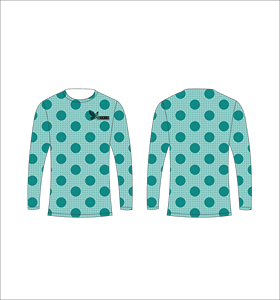 Maillot de sport personnalisé à manches longues par sublimation, léger, avec motif à pois et texture texturée bleu sarcelle, fournisseur en gros - Product Image 1