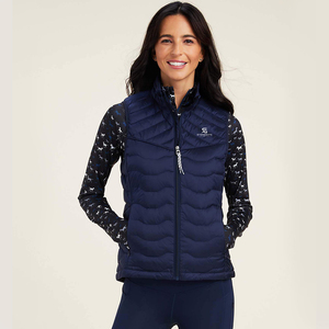Chaleco acolchado prémium de punto, impermeable, ecológico, ligero, OEM, para mujer, con cremallera, cuello alto, color liso. - Product Image 5