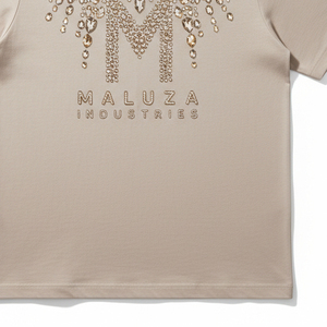 Camiseta Premium 100% Algodón con Pedrería, Personalizada con Nombre de Marca, Adornada con Cristales Brillantes, Manga Corta, Moda de Verano - Product Image 4