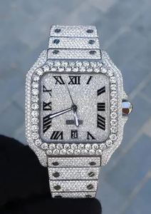 นาฬิกาข้อมือสแตนเลสสตีลหน้าปัดโรมันคุณภาพพรีเมียม DAZZLING JEWELS ระบบอัตโนมัติประดับเพชรโมอิสซาไนต์ สไตล์ฮิปฮอปสุดหรู - Product Image 2