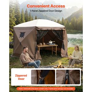 Pareti Laterali per Gazebo 5.67 x 4.85 ft con 1 Porta con Cerniera e 2 Finestre, Accessori per Tenda Impermeabile e Protezione Solare - Product Image 5