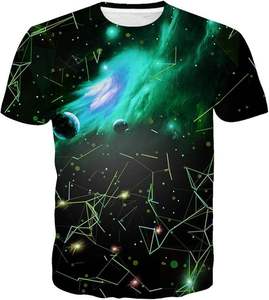 Camiseta de Punto con Estampado para Hombre, Estilo Casual, Cuello Redondo, Manga Corta, 100% Algodón, Ecológica, Transpirable, Verde, Gran Venta - Product Image 1
