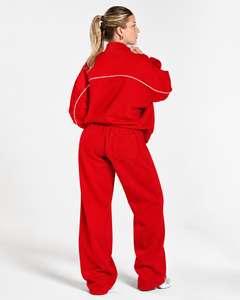 <b>Women's</b> Contrastline Full Zip Tracksuit Two Piece Casual Outfit Relaxed <b>Jacket</b> And Wide Leg Pants Matching Apparel Set Style - Product Image 2