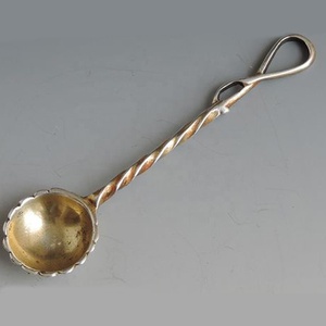 Antiguas obras de arte doradas y plateadas Cuchara de servidor de sal de acero inoxidable Cucharón de servidor de ensalada de estilo occidental decorativo de Metal elegante - Product Image 1