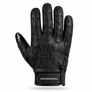 Premium Leather Cross Design American Football Receiver Gloves Adult Men's <b>Sticky</b> Grip Custom Logo Adjustable Wrist Strap - Product Image 1