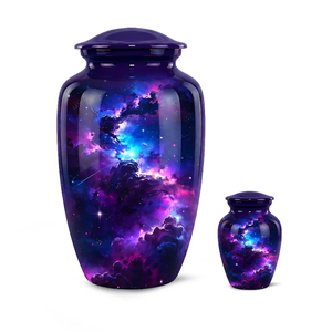 Galaxy Themed Cremation Urn Metal <b>Ashes</b> Vessel Decorative Memorial Urn for Adult Custom Color 200 220 Cubic Inch - Product Image 3