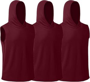 Débardeur à capuche sans manches pour homme, orange uni, séchage rapide, tricoté, décontracté, pour l'été, style gym classique - Product Image 5