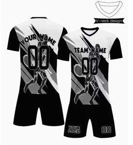 ชุดเสื้อยืดคอวีและกางเกงขาสั้นเทนนิส TRIBON SPORTS แบบสั่งทำพิเศษ พิมพ์ลายแบบ Sublimation ระบายเหงื่อได้ดี ระบายอากาศได้ดี ลายพิมพ์ 3 มิติ เอวยางยืด - Product Image 2