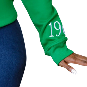 Sudadera Verde HBCU AKA Chenille, Cuello Redondo, Manga Larga, Felpa Suave, Informal, para Mujer, Ropa de Sororidad, Elegante - Product Image 3