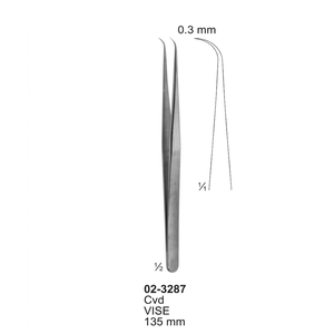 Pinzas de presión curvadas 0.3mm 135mm |   Instrumento Quirúrgico de Acero Inoxidable de Primera Calidad, Clase I - Product Image 2