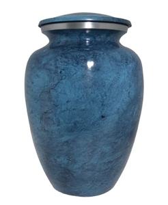 Urna de cremación funeraria de Metal pintado a mano, esmalte pulido brillante, Color azul, proveedor al por mayor - Product Image 1