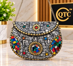 Handmade Bohemian Luxury <b>Mosaic</b> Clutch Bag Beaded Rhinestone Waterproof Evening Purse Custom Bridal Party Clutch for Women - Product Image 5