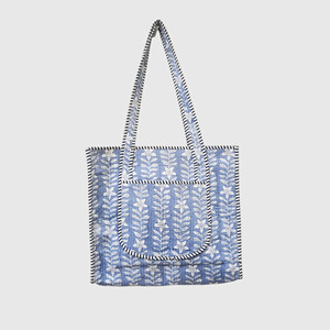 Sac fourre-tout en coton imprimé floral, style bohème, ouvert en dessus, sac de shopping pour femmes, utilisable toute l'année - Product Image 1