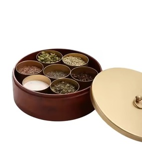 Kitchen Ready Wooden <b>Spice</b> <b>Storage</b> Box Masala Organizer Multi Section for Herbs Seasoning - Product Image 5