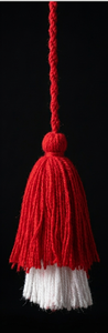 Red Cotton Tassel With White Trim For Home Decor Hanging Bohemian Style - Product Image 4