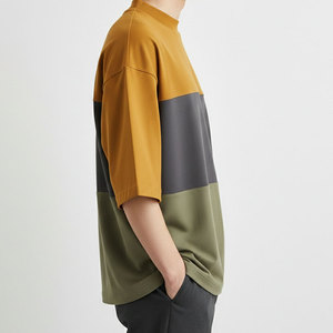 Camiseta de Cuello Redondo para Hombre, Corte Holgado, Estilo Contemporáneo, Algodón Suave y Transpirable, Forma Oversize - Product Image 2