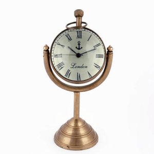 UNICORN HANDICRAFTS Horloge de table en laiton antique de luxe, horloge nautique vintage avec cadran à chiffres romains et base en forme de boussole - Product Image 2
