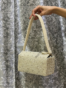 Ivory Beaded Shoulder Clutch Manufacturer Palm <b>Tree</b> Motif Resort Bag Wholesale OEM Private Label Handbag Export Bulk Supplier - Product Image 2