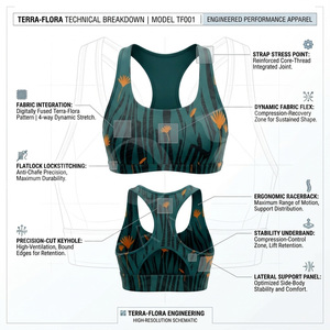 ผู้ผลิตเสื้อผ้าออกกำลังกาย ขายส่ง สปอร์ตบราแบบ Racerback ระบายอากาศได้ดี แห้งเร็ว ผ้าสแปนเด็กซ์ สำหรับออกกำลังกาย - Product Image 2