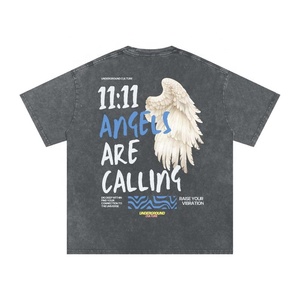 Camiseta Oversize de Manga Corta para Hombre, Estilo Streetwear, con Estampado Serigrafiado y Lavado Ácido, Cómoda, Personalizable, Suministro al por Mayor OEM - Product Image 1
