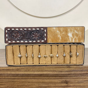 2025 vente chaude de luxe à la main en cuir de vachette velours bijoux et boîte à bagues concepteur organisateur d'affichage pour les femmes mallette de rangement - Product Image 4